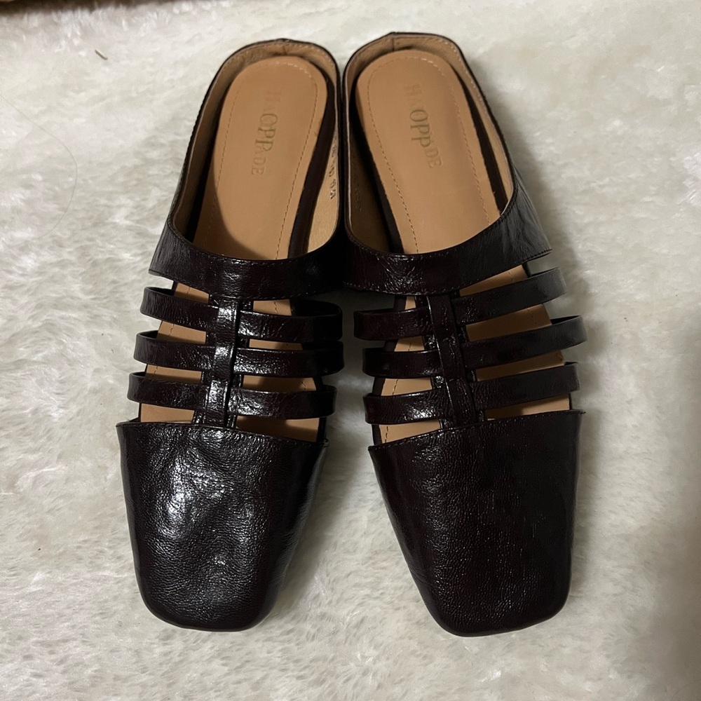 Brown Strappy Women's Leather Mules